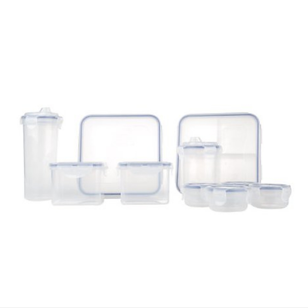 NEW Lock & Lock 8-piece Storage Container Set with 2 Sauce Bottles Canister